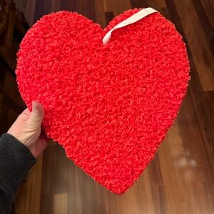 Vintage Melted Plastic Popcorn Red Heart Wall Art Decoration.